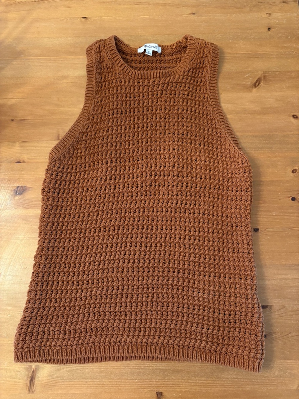Madewell Women’s Rust Brown Knit Crewneck Sweater Vest Size M Cottagecore